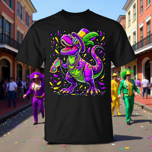 Maglietta promozionale Mardi Grawr T-Rex Dino Mardi Gras - Product Image 3