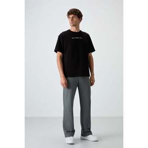 T-shirt imprimé pour homme, coupe ample, noir, jersey de coton, texture épaisse, 100% coton, 88365 - Product Image 4