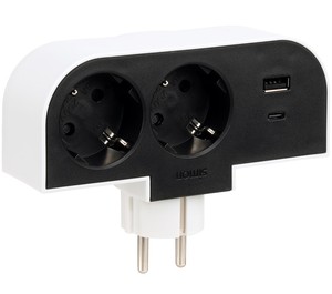 Rotating <b>adapter</b> with 2 sockets + <b>USB</b> and <b>USB</b>-C <b>Plug</b> III 16A 250V (Simon CL610311) - Product Image 2
