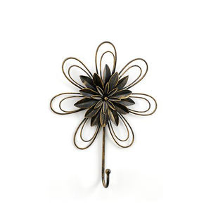 Crochet mural en métal en fer Design floral fini antique pour salon salle de bain et cuisine décoration crochets muraux - Product Image 1