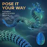Modèle de dragon chinois articulé flexible haute précision imprimé en 3D FDM, modèle de dragon en cristal pour décoration de bureau OEM/ODM
