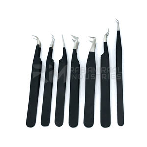 Applicateurs métalliques RMI Top Russian Volume, pointe argentée / pince à cils avec revêtement en poudre noire, logo personnalisé - Product Image 1