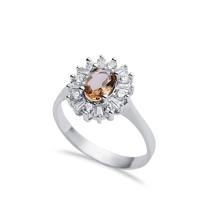 12x13mm corte ovalado sultanita CZ piedra racimo anillo 925 anillo de plata esterlina venta al por mayor joyería turca - Product Image 1