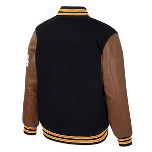 TBF-159 de veste universitaire classique personnalisée avec manches en similicuir poignets côtelés et fermeture à bouton-pression - Product Image 6
