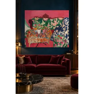 Stampa su Tela di Fida <span class=keywords><strong>Matisse</strong></span>: Nature Morte con Divano Decorato su Parete Rosa - Product Image 5