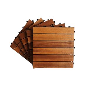 Revêtement de sol extérieur moderne avec carreaux de terrasse en bois à 6 lattes de 12mm d'épaisseur ACACIA pour jardin, balcon, patio, style lisse - Product Image 2