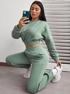 ชุดวอร์มสองชิ้นผ้าฟลีซผ้าฝ้ายสำหรับผู้หญิงชุดวอร์มทรงหลวมสไตล์ลำลอง - Product Image 5