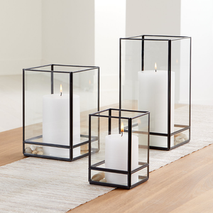 Bougeoir carré en métal verre base en bois pour décorations de mariage décor de table cadeau de noël en plaqué or - Product Image 5