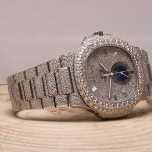 Montre automatique de luxe BRIVA JEWELS pour homme en acier inoxydable Shanghai 42 mm, phase de lune, cadran en cristal saphir, analogique-numérique, cachée - Product Image 3