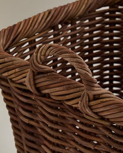 Ensemble de 2 paniers de rangement ronds en rotin naturel avec fonds coniques, écologiques, modernes et multi-usages - Product Image 2