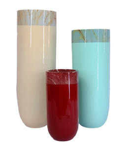 Elegantes jarrones decorativos de suelo altos con textura de mármol brillante, elegantes macetas de decoración del hogar para sala de estar o interior de oficina - Product Image 2