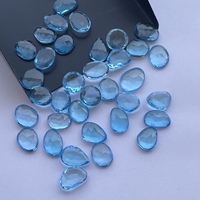 Pierres de topaze bleue suisse naturelle 10 mm 12 mm, taille libre, coupe rose Polki, tranches, pierres semi-précieuses pour la fabrication de bijoux en ligne 2026