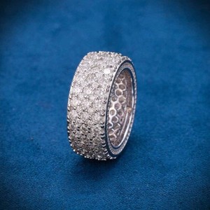 Anillo de Compromiso de Lujo con Incrustaciones de Plata de Ley 925, Certificado IGI, Estilo Hip Hop, con Moissanita, de Alta Calidad, Unisex - Product Image 5