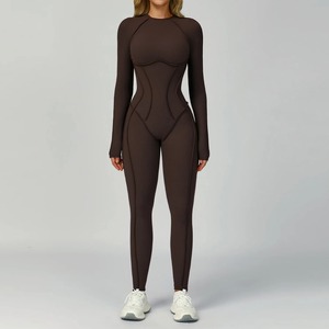 Women's Sports Fitness Gym Training <b>Bodysuit</b> Yoga Jumpsuits Long Sleeves Breathable Hip Slim One-Piece Workout Clothing Romper - Product Image 2