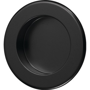 Hermeta <b>Black</b> Powder-Coated Aluminum Round Furniture Handle 50mm Inset Diameter - Product Image 1
