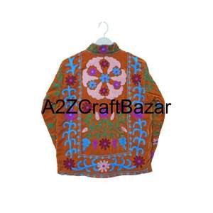 Veste bomber en velours bohème à fleurs brodée à la main, doublure en coton imprimé pour femmes, faite à la main, réversible, printemps-hiver - Product Image 6