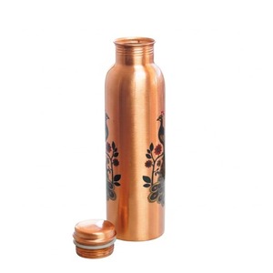 BOTELLA DE AGUA DE COBRE CON ESTAMPADO DE PÁJARO PAJA - 1000 ML - Product Image 3