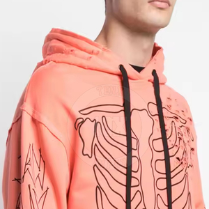 เสื้อฮู้ดผู้ชายแบบผสมผสานสีพื้นพิมพ์โลโก้ได้ตามต้องการเครื่องแต่งกายอินเทรนด์แฟชั่นทันสมัย - Product Image 4