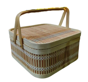 Cesta de picnic de bambú multiusos: hecha a mano, con tapa e ideal para organizar el hogar o regalar - Product Image 4