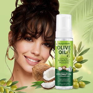 Ensemble de soins capillaires à l'huile d'olive : Mousse coiffante à l'huile de coco pour une tenue douce, ajoute brillance et volume, définit les boucles pour cheveux texturés - Product Image 3