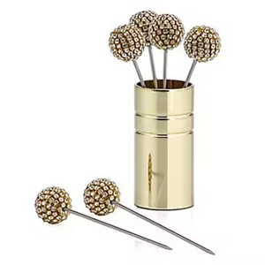 Elegantes selecciones de cóctel de metal con soporte Fruit Stick Herramientas de bebida reutilizables de acero inoxidable para el hogar - Product Image 6