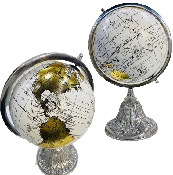 Máy tính để bàn bản đồ thế giới toàn cầu xoay Địa Lý Giáo Dục màu bạc cơ sở bản đồ thế giới Quả địa cầu kích thước nhỏ văn phòng & Trường Học bảng toàn cầu
