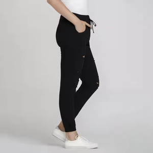 Nouvel arrivage de leggings épais de couleur unie personnalisés de jogging pour femmes pantalons pour hommes avec cordon de serrage à la taille et vêtements de rue en détresse - Product Image 6