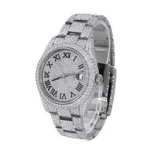 Lujoso dial romano Ful Iced Moissanite tachonado diamante reloj negocios Hip Hop cuarzo lujo moda Edición Limitada encanto - Product Image 1