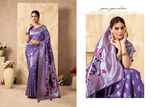 Saree élégant en soie Pallu imprimé paon riche et tendance avec dentelle extensible écologique Zhallar et chemisier pour toutes les occasions - Product Image 4