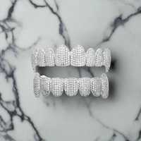 Grillz en argent sterling 925 plaqué rhodium avec moissanite, motif croc de vampire, pour fiançailles et mariage, cadeau unisexe chrétien