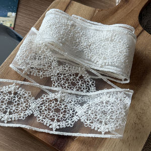 5cm <b>Mirror</b> Floral Edge Trim Korean Tulle Lace Embroidered Cotton Scallop Lace Wide for DIY & Wedding Decor 2 inch - Product Image 5