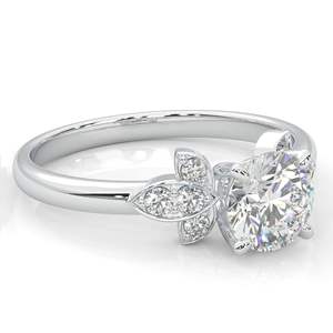 Anillo de Compromiso con Diamante Cultivado en Laboratorio de Corte Redondo, Anillo de Boda de Oro Rosa y Plata para Mujer - Product Image 5