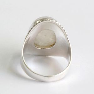 925 Sterling Silver Cổ Điển Hình Bầu Dục Cắt Moonstone Đá Quý Đám Cưới Đính Hôn Kỷ Niệm Đảng Nhẫn Hình Học Rhodium Đồ Trang Sức Mỹ - Product Image 3