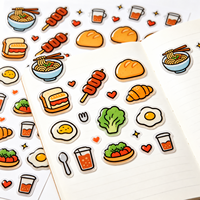 Kit d'embellissement pour scrapbooking et journalisation : Bloc d'autocollants en résine époxy Kawaii, motifs Ramen, Cœur, Brocoli, Pain, Dôme, Étiquettes