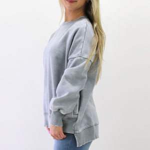 Sweat-shirts en molleton de coton de style 2025, prix d'usine, lavage à l'acide, pour femmes, coupe ample décontractée, sweat-shirt pour femmes adultes - Product Image 4