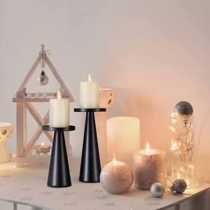 Support de bougie rond en aluminium avec revêtement en poudre noire, décoration d'intérieur, support de bougie de table en métal pour Noël et Pâques - Product Image 2