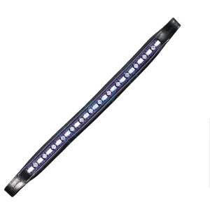 Banda de cejas de caballo de cuero acolchado con costura de borde completo de alta calidad con incrustaciones de cadena ostentosa de cristal dorado y plateado - Product Image 2