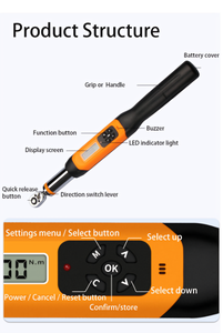 Clé dynamométrique numérique sans fil universelle intelligente en acier au carbone couple maximal 340N.m poignée ergonomique antidérapante à cliquet vente en gros - Product Image 3