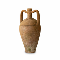 Vases rustiques en terre cuite rouge écologiques vintage à deux poignées, 23 pouces H x 14 pouces D, boîte de rangement étanche fabriquée en Inde, décoration