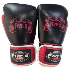 ถุงมือชกมวยหนังแท้คุณภาพสูง สีดำแดง น้ำหนักเบา แบบเต็มนิ้ว สำหรับฝึกซ้อม MMA และชกมวย - Product Image 1