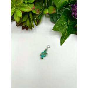 Handmade Religious Style Navajo Jewelry Mohave Turquoise & Sterling <b>Silver</b> Bezel Set <b>Charms</b> Inlaid with Rose Gold Number Pattern - Product Image 4