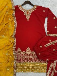 Los más exigentes estilo cultural Punjabi Lahor ropa festiva confeccionada señoras Georgette traje cosido elegante mujer vestidos - Product Image 5