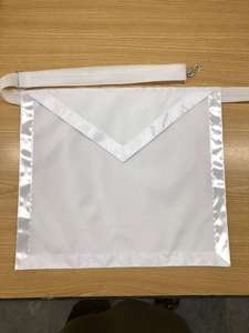 Tablier maçonnique uni blanc personnalisé avec tissu personnalisé brodé à la main et insignes maçonniques au point de croix et à l'aiguille - Product Image 5