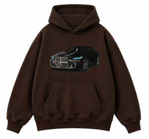 Sweat à capuche unisexe surdimensionné avec motif de voiture de sport brodé, style streetwear, avec design de voiture de luxe brodé - Product Image 2