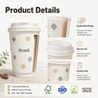 Gobelet en papier kraft à double paroi jetable, qualité alimentaire, recyclable, pour les buffets de petit-déjeuner des hôtels et les commandes directes d'usine