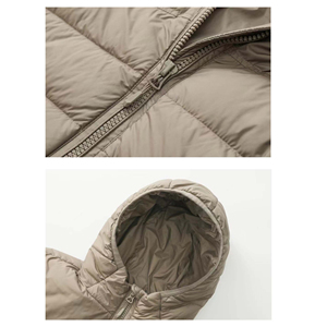 Chaqueta acolchada para deportes al aire libre de estilo callejero de invierno para hombre, abrigo de plumón transpirable con logotipo frontal, tela de lino y lana, patrón sólido - Product Image 6