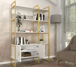 Bibliothèque Santana exclusive de luxe en aggloméré blanc-or de Turkiye Best Seller - Product Image 3