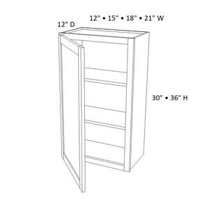Armoire murale à porte unique de 30 pouces de haut, style moderne, shaker mince en ébène W21 X H30 X D12, bois massif, chêne, MDF, teck, pour cuisine - Product Image 2