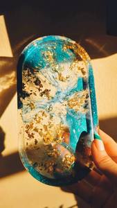 SERVIR Plateau de service en résine époxy fait à la main Essentiels de cuisine uniques pour la maison Restaurant Hôtel Décoratif Service Tra - Product Image 6