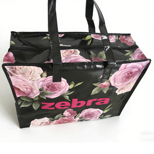 Bolsa de Compras Retro Rose de Gran Capacidad - Bolsa de Mano Tejida con Revestimiento Impermeable - Product Image 2